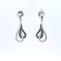 10K White Gold cttw Black Diamond Earrings