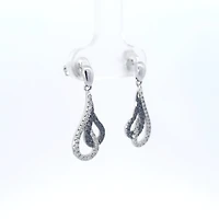 10K White Gold cttw Black Diamond Earrings