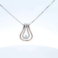 10K Two Tone Rose and White Gold 0.20cttw Diamond Pendant, 18"