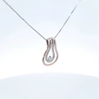 10K Two Tone Rose and White Gold 0.20cttw Diamond Pendant, 18"