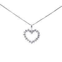 10K White Gold 0.05 cttw Diamond and Pink Sapphire Heart Pendant, 18"