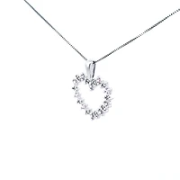 10K White Gold 0.05 cttw Diamond and Pink Sapphire Heart Pendant, 18"