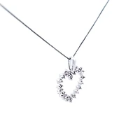 10K White Gold 0.05 cttw Diamond and Pink Sapphire Heart Pendant, 18"