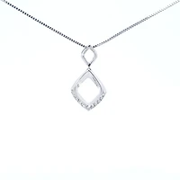 10K White Gold 0.11cttw Diamond Pendant, 18"