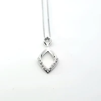 10K White Gold 0.11cttw Diamond Pendant, 18"