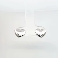 10K White Gold 0.024 cttw Diamond Heart Earrings