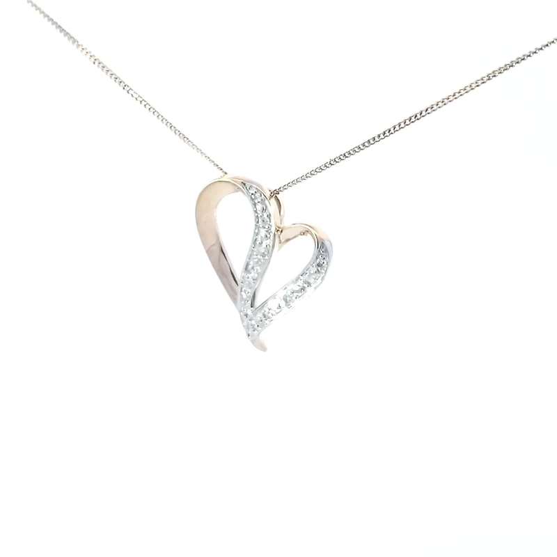 10K Yellow Gold 0.06 cttw Diamond Heart Pendant, 18"