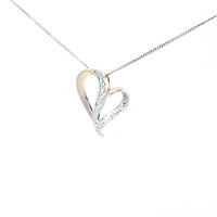 10K Yellow Gold 0.06 cttw Diamond Heart Pendant, 18"
