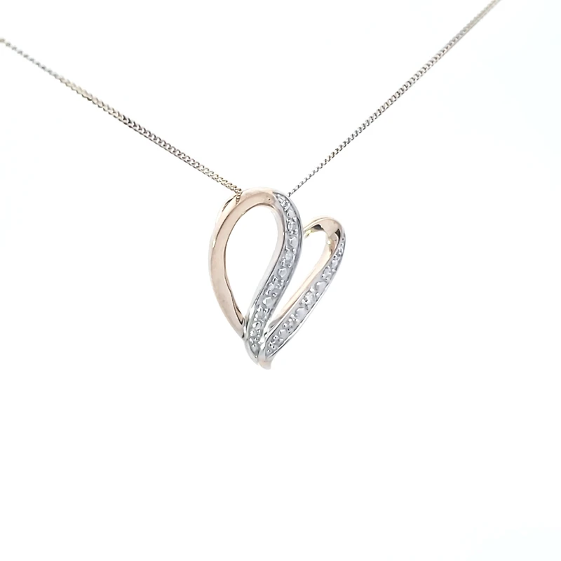 10K Yellow Gold 0.06 cttw Diamond Heart Pendant, 18"