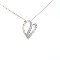 10K Yellow Gold 0.06 cttw Diamond Heart Pendant, 18"