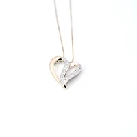 10K Yellow Gold 0.06 cttw Diamond Heart Pendant, 18"
