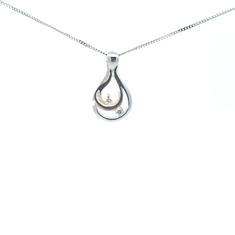 10K White and Yellow Gold 0.05 cttw Diamond Pendant, 18"