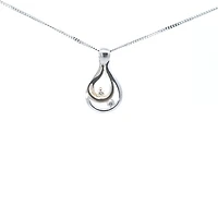 10K White and Yellow Gold 0.05 cttw Diamond Pendant, 18"