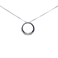 10K White Gold 0.035 cttw Diamond Circle Pendant, 18"