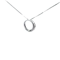 10K White Gold 0.035 cttw Diamond Circle Pendant, 18"