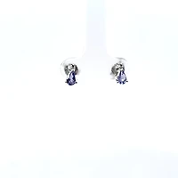 10K White Gold 0.40 cttw Genuine Tanzanite & 0.02 cttw Diamond Earrings