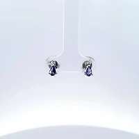 10K White Gold 0.40 cttw Genuine Tanzanite & 0.02 cttw Diamond Earrings