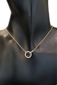14K Gold Diamond Circle / Infinity / Eternity Pendant