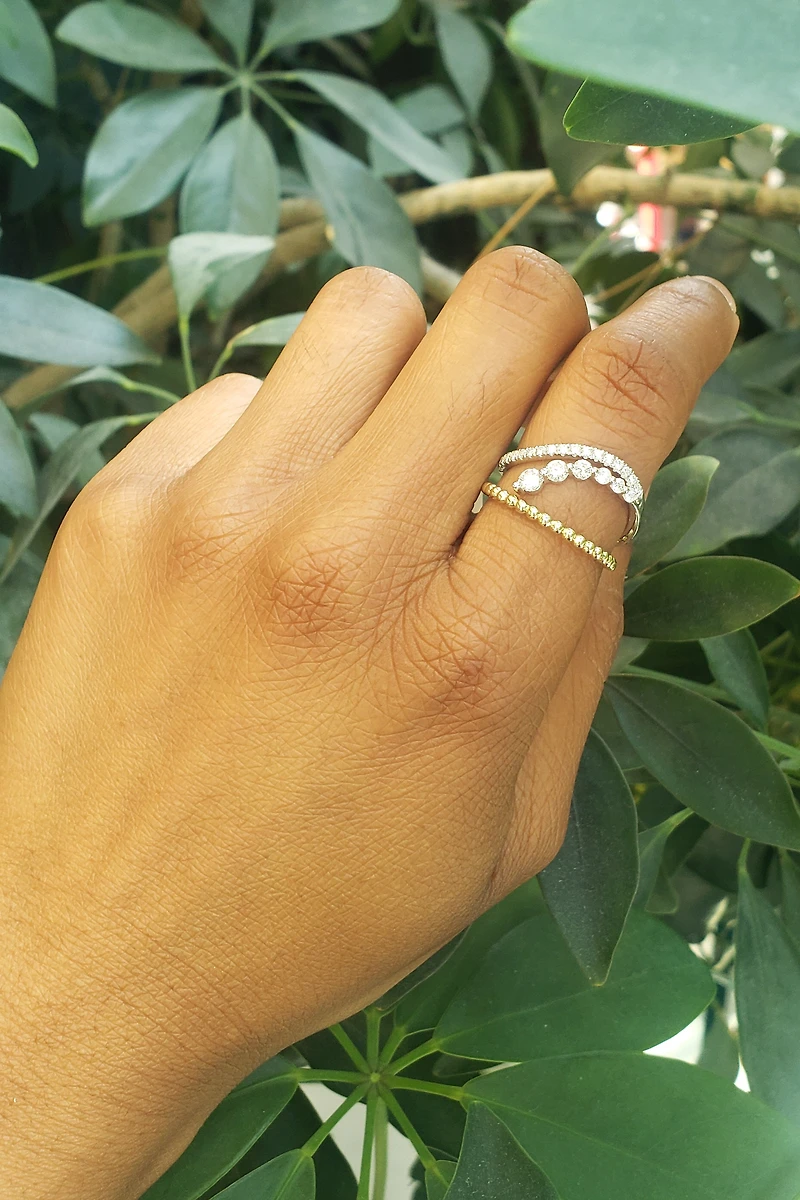 14K Yellow and White Gold cttw Diamond Ring