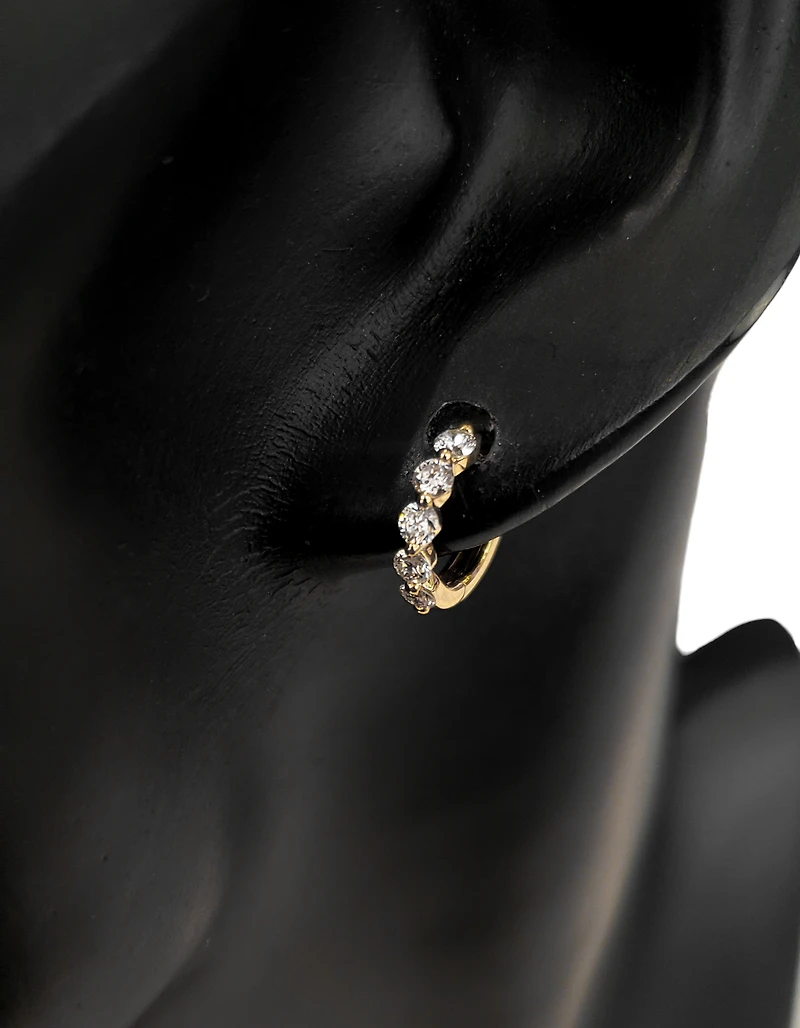 14K Yellow Gold 0.49 cttw Diamond Hoop Earrings