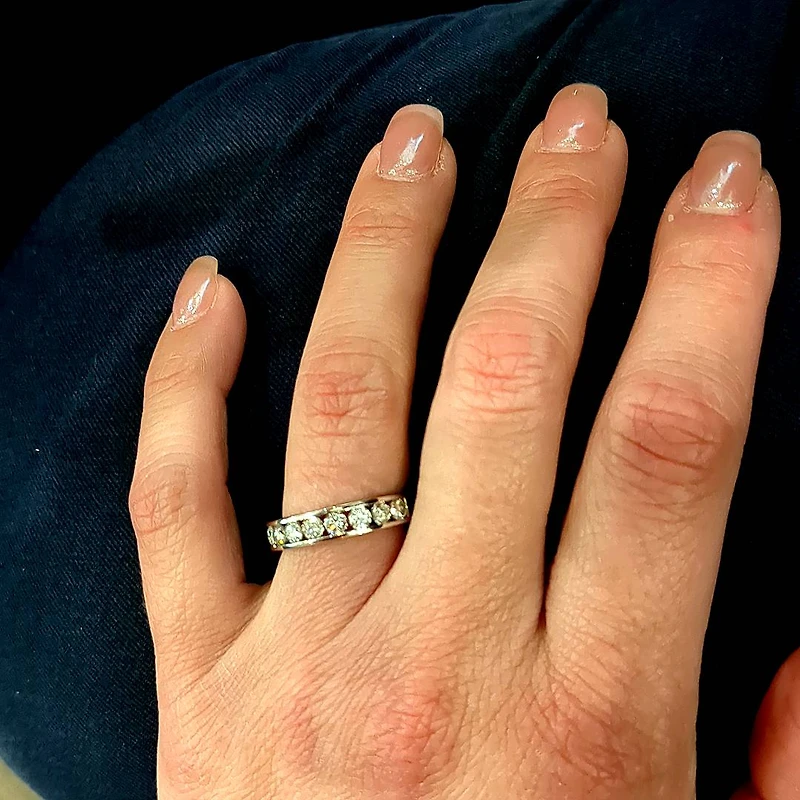 14K White Gold 1.00cttw Lab Grown Channel Set Diamond Anniversary Band