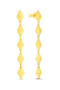 10K Yellow Gold Kite Dangling Stud Earrings