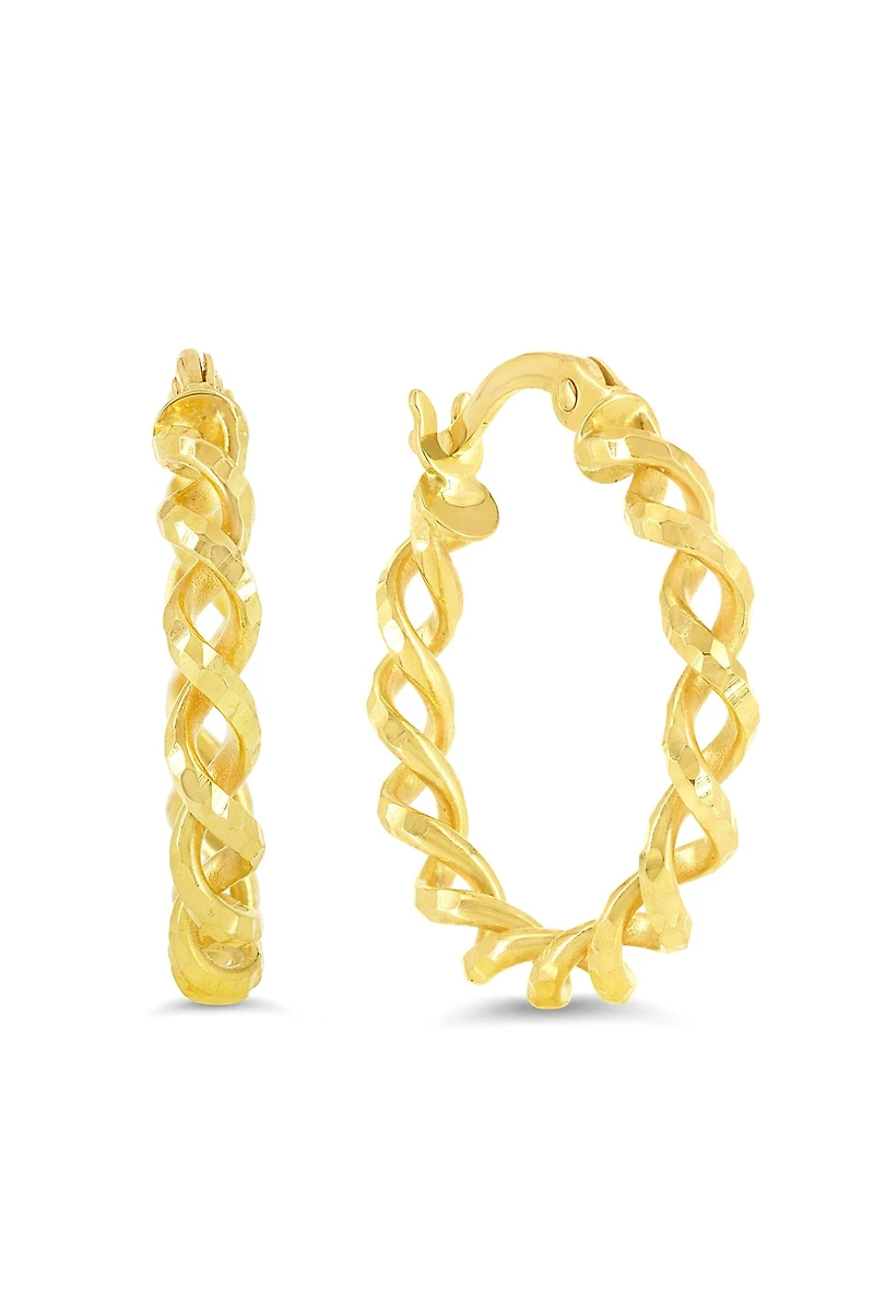 10K Yellow Gold Spring Hoop Earrings
