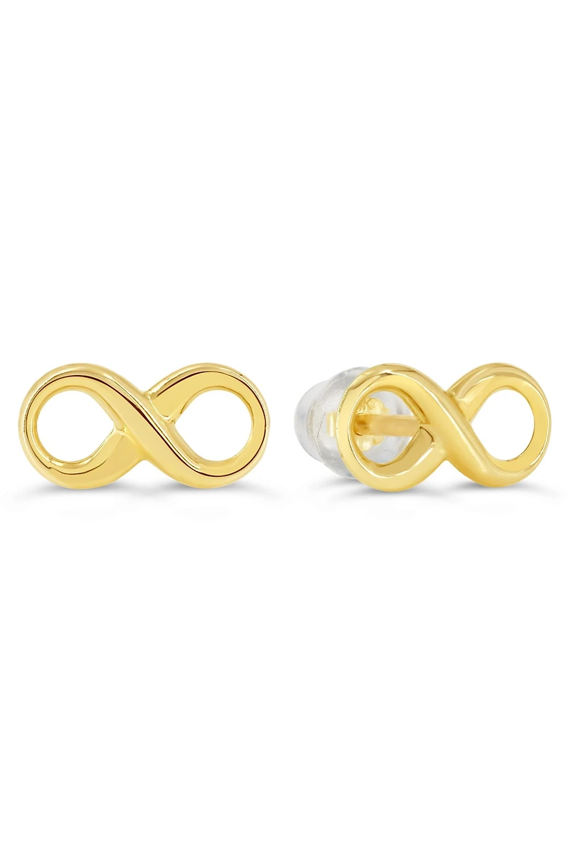 14K Yellow Gold Infinity stud earrings