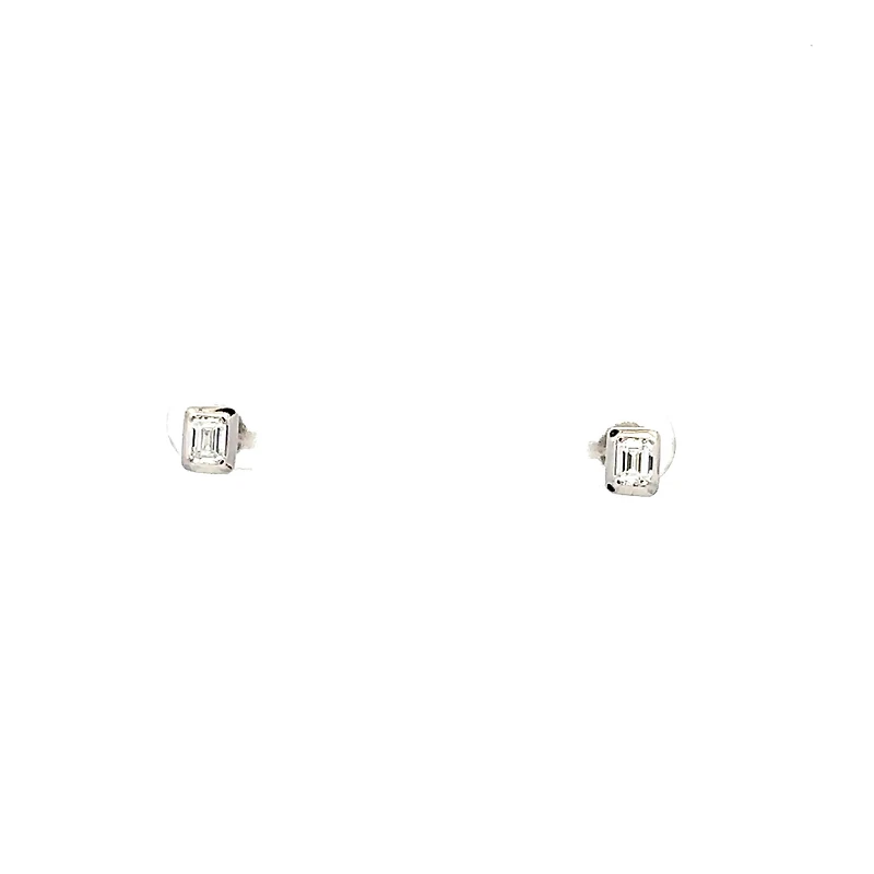 10K White Gold 0.46cttw Lab Grown Emerald Cut Diamond Earrings