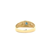 10K Yellow Gold 4mm Genuine Sapphire and 0.016cttw Diamond Ring - Size 10