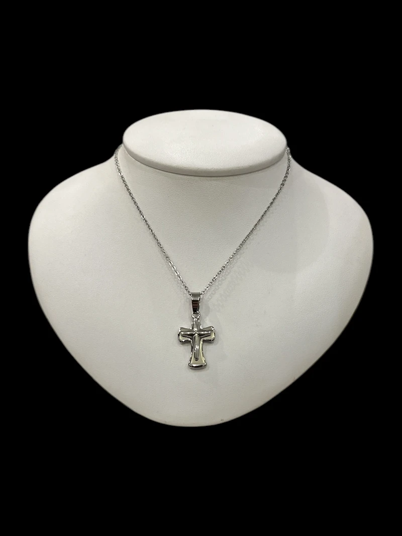 Stainless Steel 23X15mm Cross Pendant - 18"
