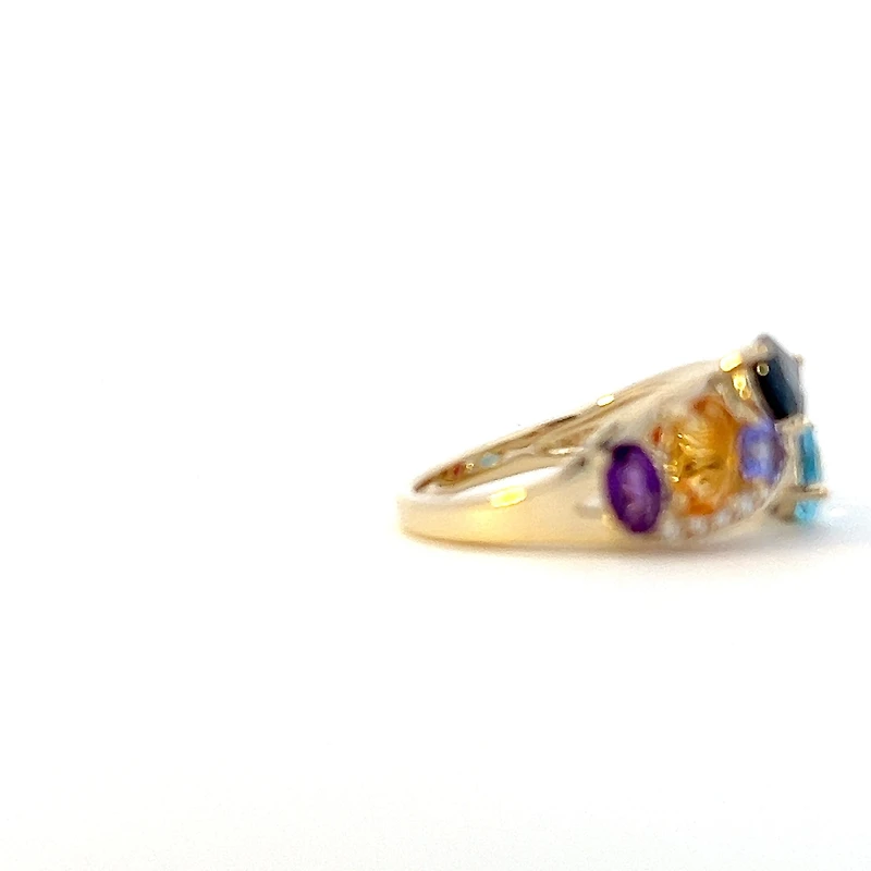 10K Yellow Gold Gemstones and Diamond Ring - 4 / yellow gold