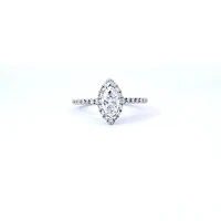 14K White Gold 0.97cttw Lab Grown Marquise Cut Halo Diamond Ring