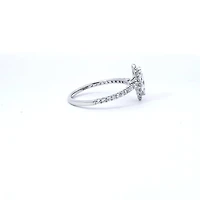 14K White Gold 0.97cttw Lab Grown Marquise Cut Halo Diamond Ring