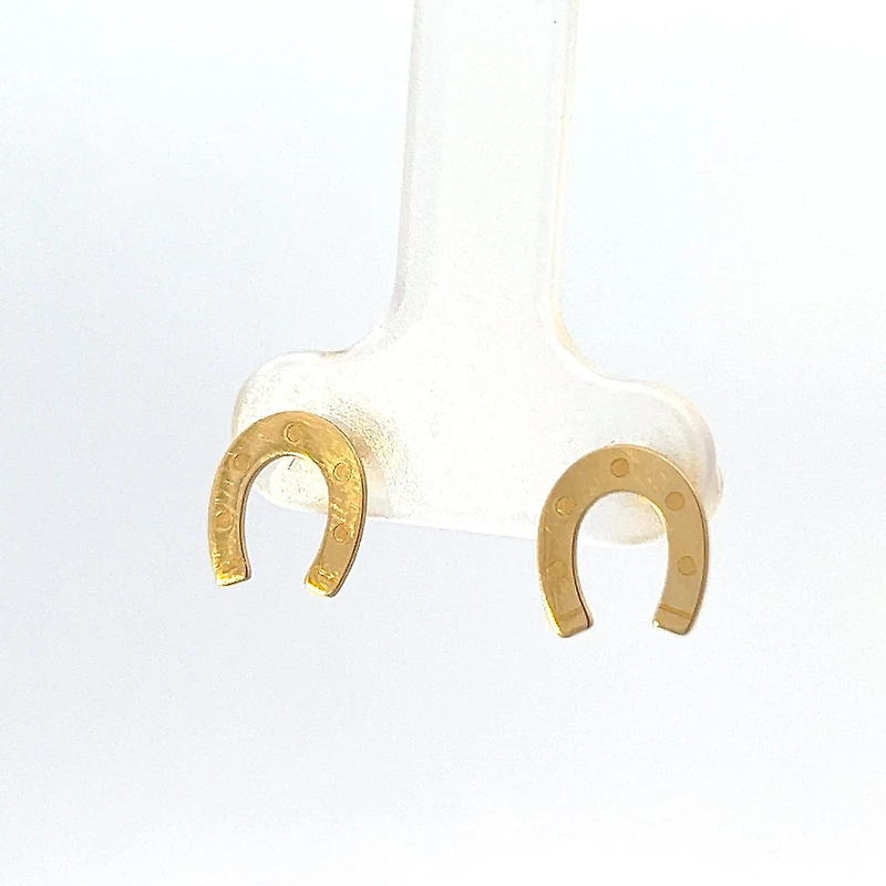 14K Yellow Gold Horseshoe stud earrings