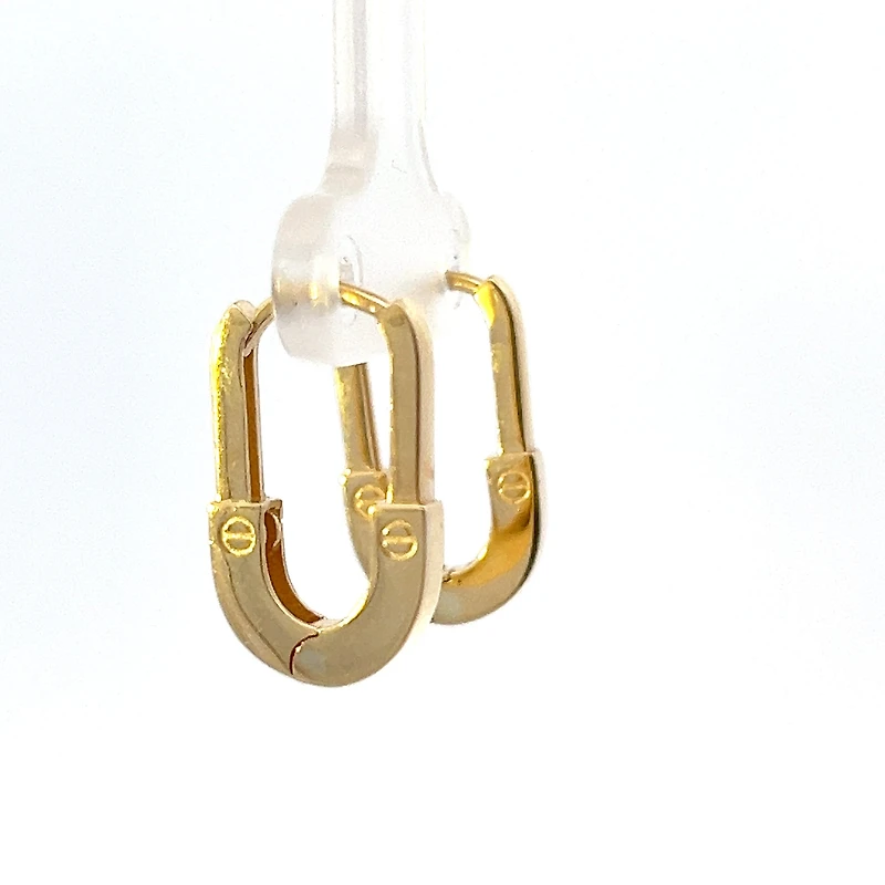 10K Yellow Gold Safety Pin Huggies - yellow gold