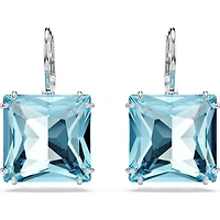 Swarovski - Millenia drop earrings, Square cut, Blue, Rhodium plated - 5619472