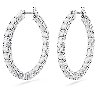 Swarovski Matrix hoop earrings, Round cut, White, Rhodium plated - 5647715/5689692 (SS)