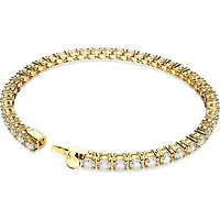 Swarovski Matrix Tennis bracelet, Round cut, White, Gold-tone plated - 5657664