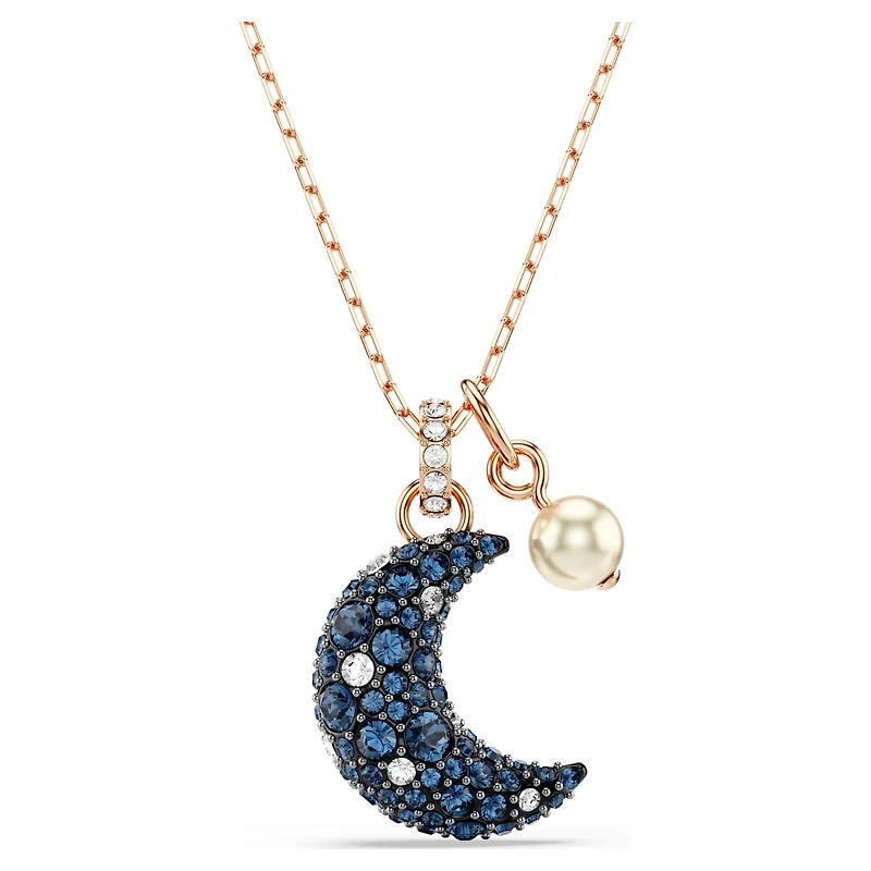 Swarovski Sublima/Luna pendant Crystal pearl, Moon, Multicoloured, 18k rose gold plated - 5671585