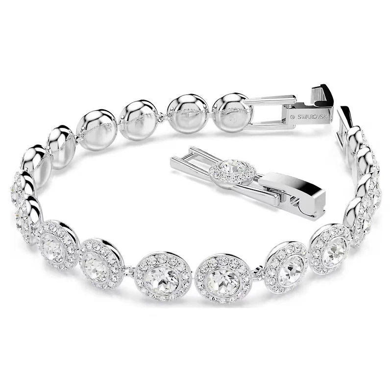 Swarovski Una Tennis bracelet Round cut, White, Rhodium plated - 5682279