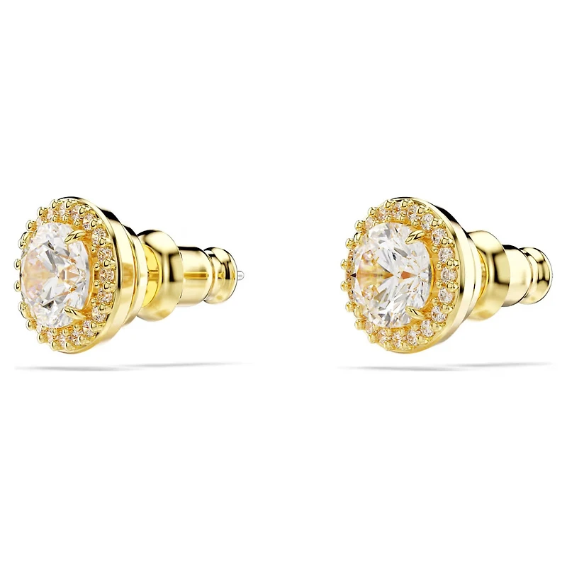 Swarovski - Una stud earrings, Round cut, Gold tone, Gold-tone plated - 5686637
