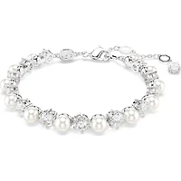 Swarovski - Matrix Tennis bracelet, Crystal pearl, Round cut, White, Rhodium plated 5689625