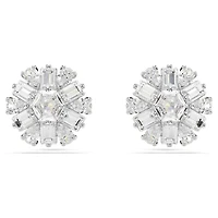 Swarovski Idyllia stud earrings, Mixed cuts, Snowflake, White, Rhodium plated - 5691483/5701593 (SS)