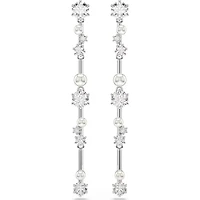 Swarovski - Constella drop earrings, Crystal pearl, Round cuts, White, Rhodium plated 5705614