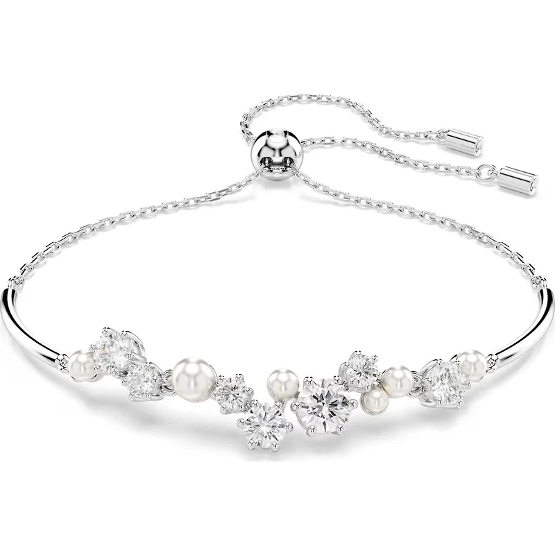 Swarovski - Constella bangle, Crystal pearl, Round cuts, White, Rhodium plated 5705618