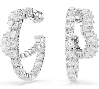 Swarovski - Matrix hoop earrings, Mixed cuts, Heart, White, Rhodium plated - 5705748