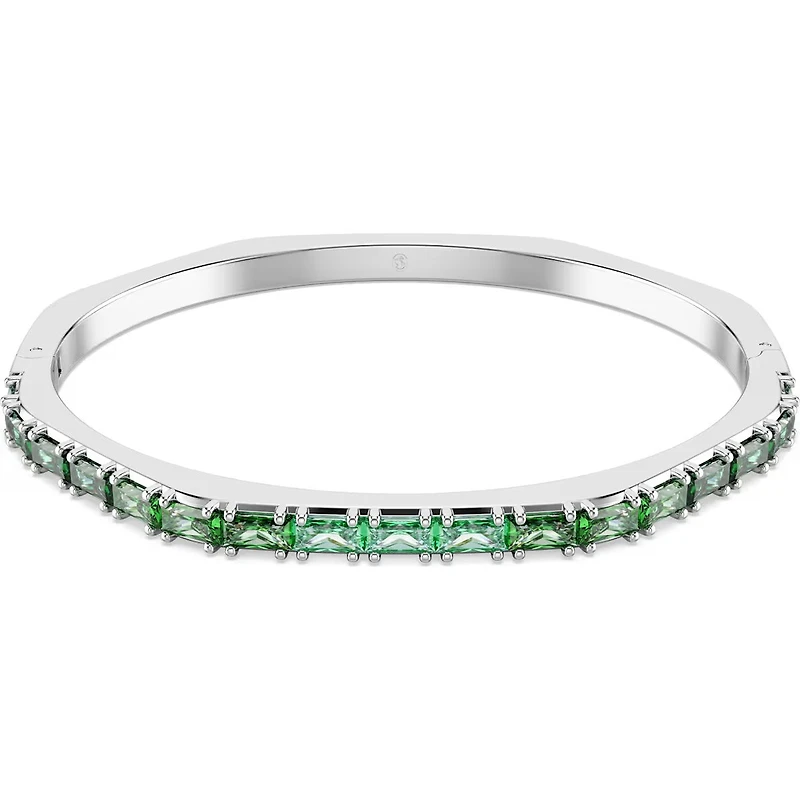 Swarovski - Matrix bangle, Baguette cut, Green, Rhodium plated 5705785