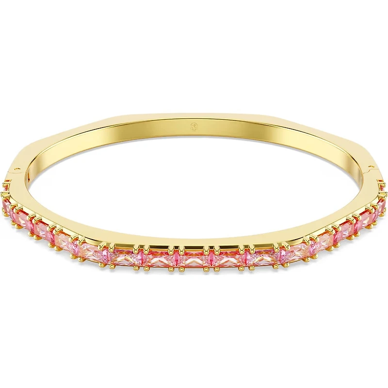 Swarovski - Matrix bangle, Baguette cut, Pink, Gold-tone plated 5705791