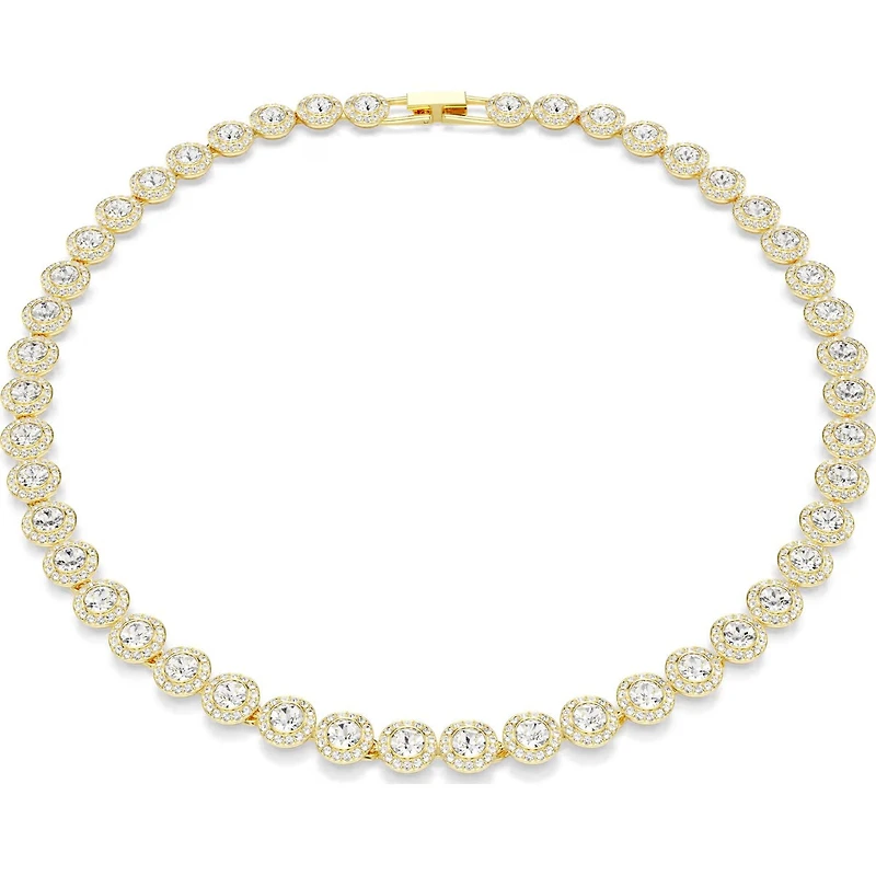 Swarovski - Una Angelic Tennis necklace, Round cut, White, Gold-tone plated 5720505
